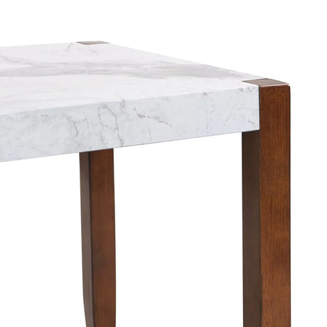 Modern Faux Marble Rectangular Dining Table With Rubber Wood Legs - Omega Lifestyles