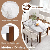 Modern Faux Marble Rectangular Dining Table With Rubber Wood Legs - Omega Lifestyles