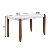 Modern Faux Marble Rectangular Dining Table With Rubber Wood Legs - Omega Lifestyles