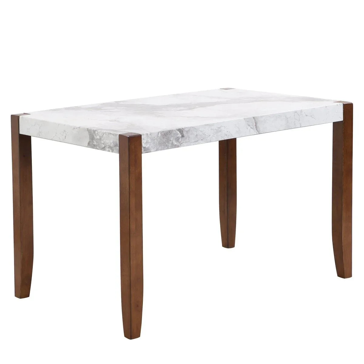 Modern Faux Marble Rectangular Dining Table With Rubber Wood Legs - Omega Lifestyles