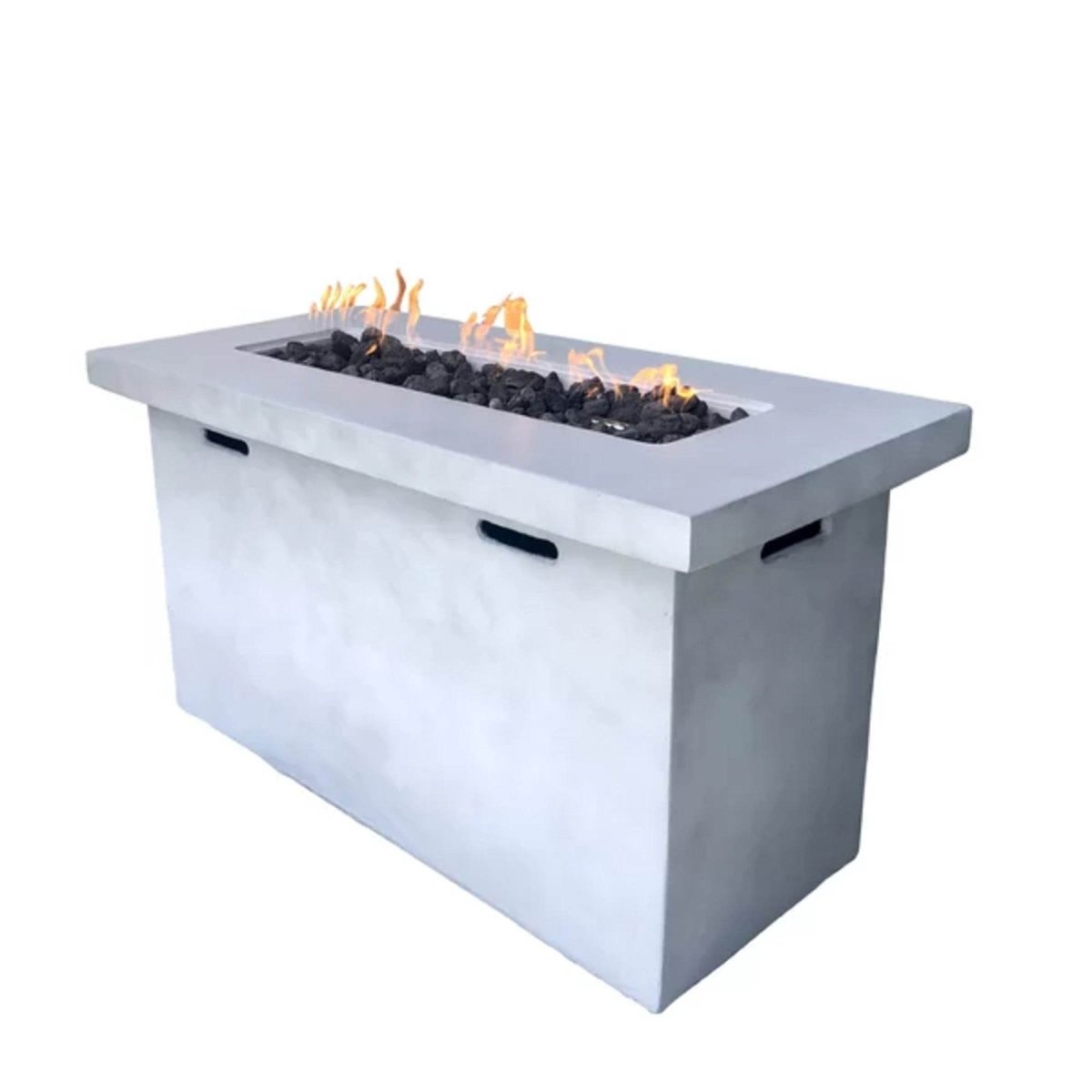 Modern Fiber-Reinforced Concrete Outdoor Propane Fire Pit Table - Omega Lifestyles