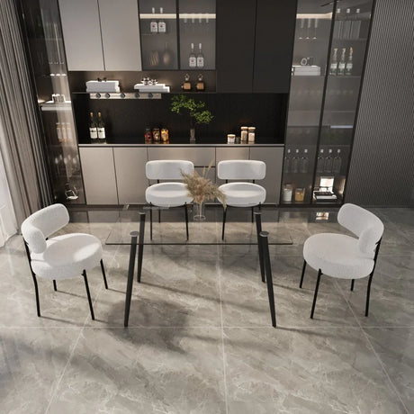 Modern Glass Dining Table Set With Four Teddy Velvet Chairs - Omega Lifestyles