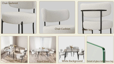 Modern Glass Dining Table Set With Four Teddy Velvet Chairs - Omega Lifestyles