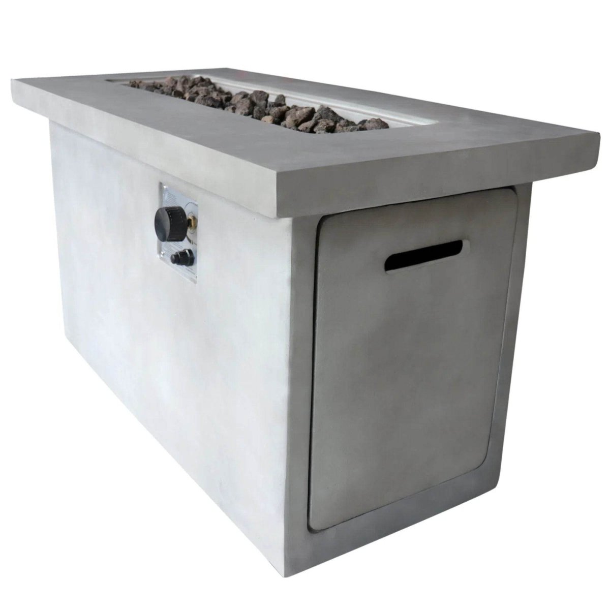 Modern Gray Concrete Outdoor Propane Natural Gas Fire Pit Table - Omega Lifestyles