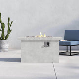Modern Gray Concrete Outdoor Propane Natural Gas Fire Pit Table - Omega Lifestyles