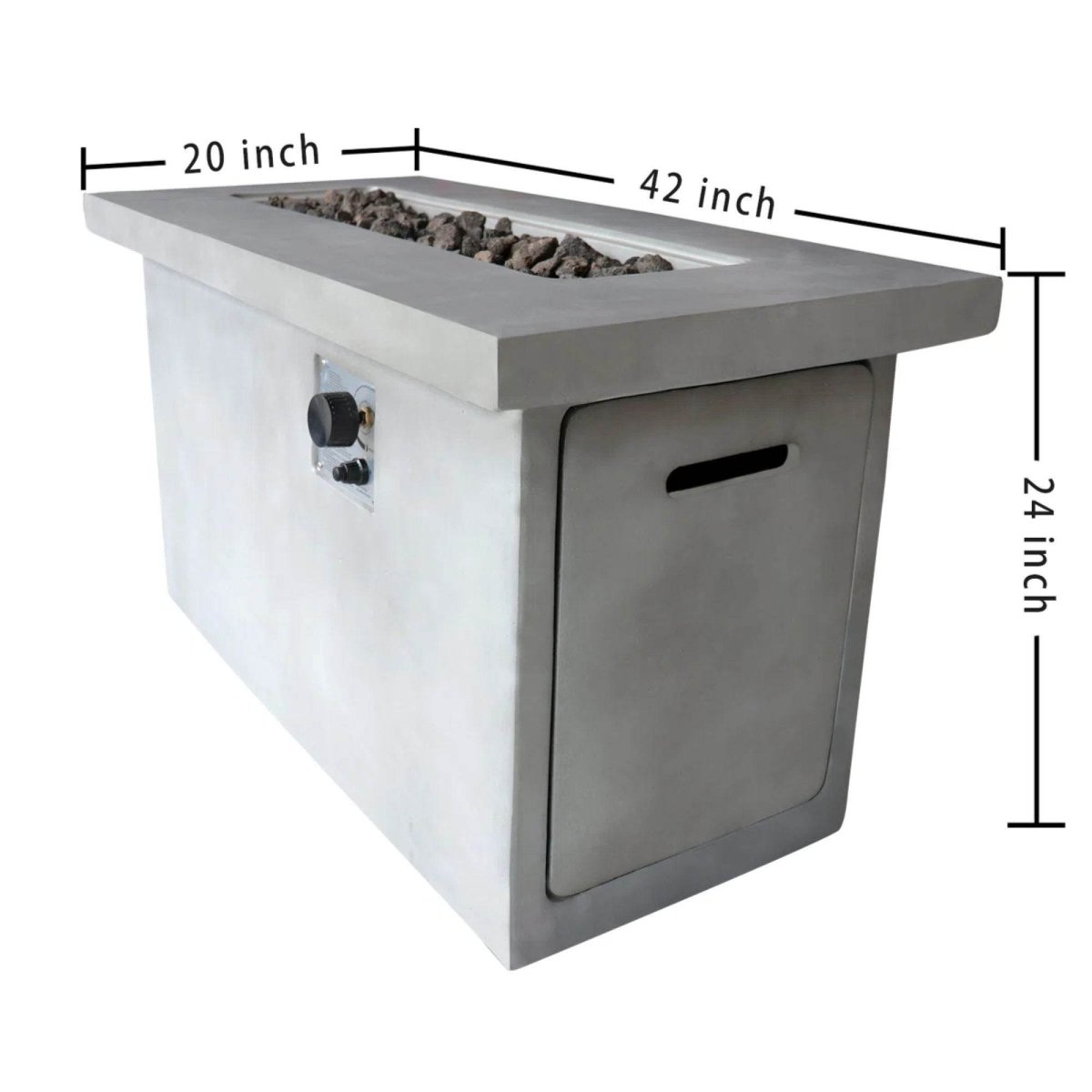 Modern Gray Concrete Outdoor Propane Natural Gas Fire Pit Table - Omega Lifestyles