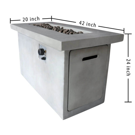 Modern Gray Concrete Outdoor Propane Natural Gas Fire Pit Table - Omega Lifestyles