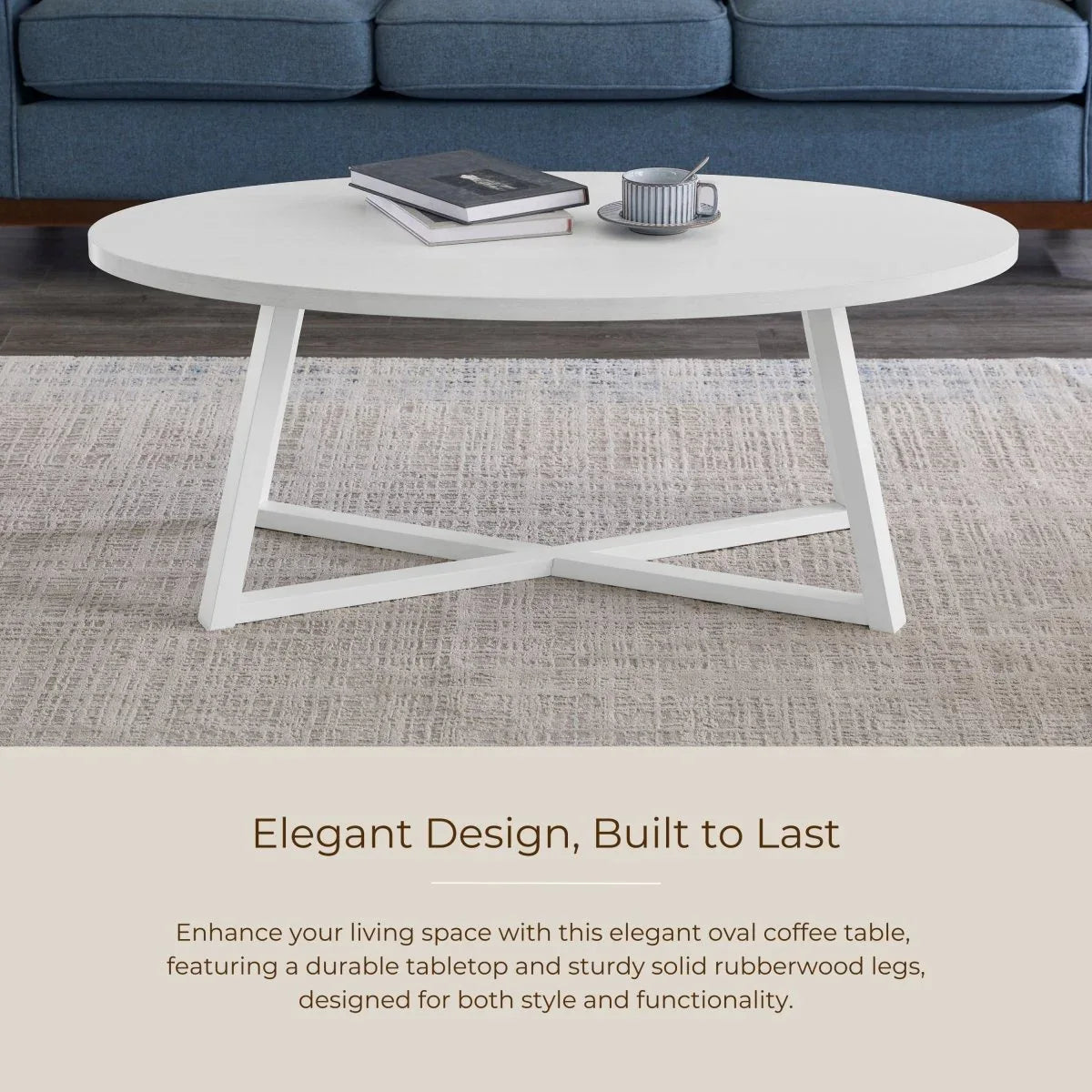 Modern Harmony White Wood Oval Coffee Table - Omega Lifestyles