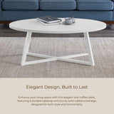 Modern Harmony White Wood Oval Coffee Table - Omega Lifestyles