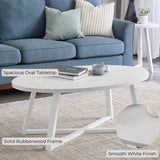 Modern Harmony White Wood Oval Coffee Table - Omega Lifestyles