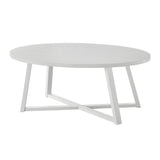 Modern Harmony White Wood Oval Coffee Table - Omega Lifestyles