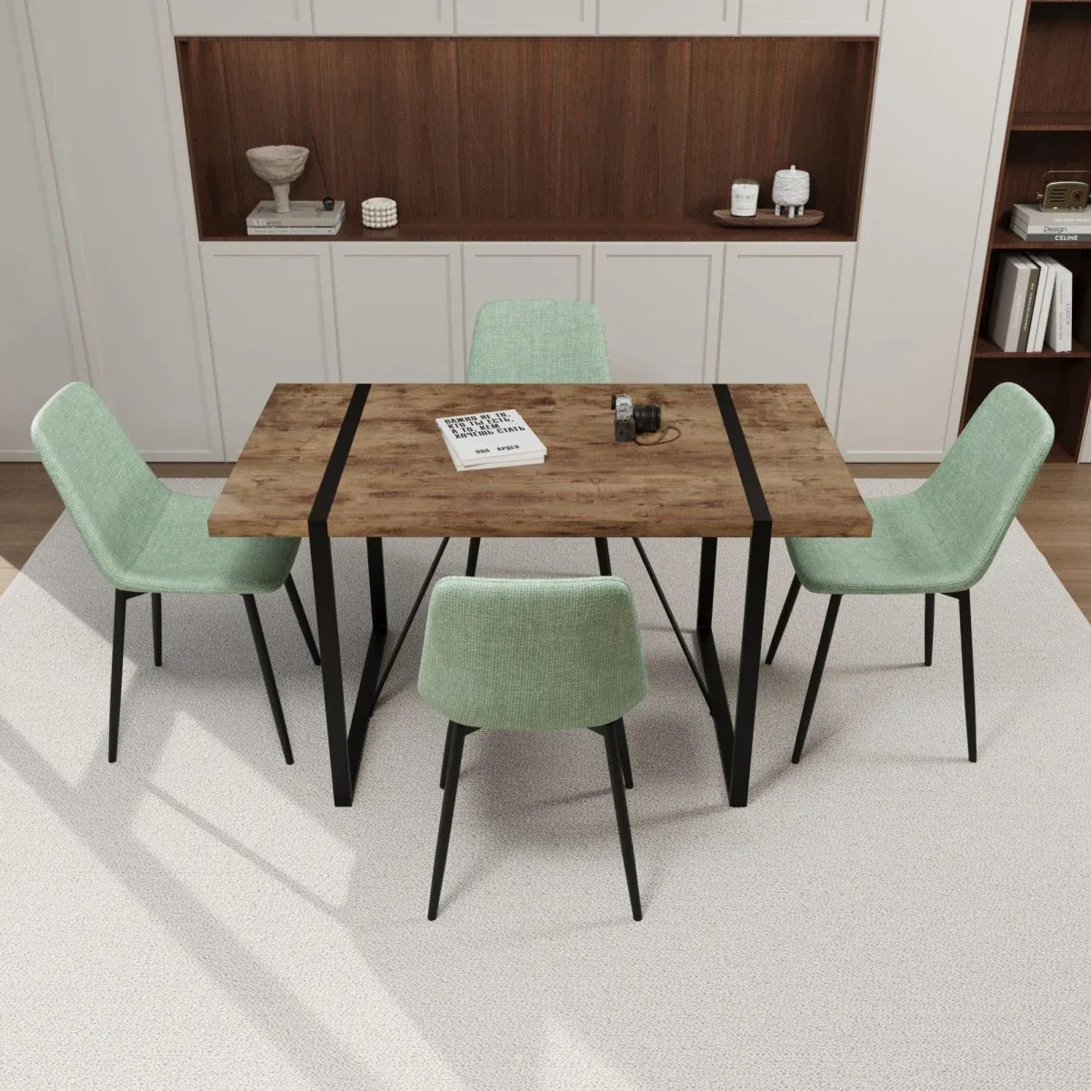 Modern Industrial 5-Piece MDF Dining Table And Chair Set - Omega Lifestyles