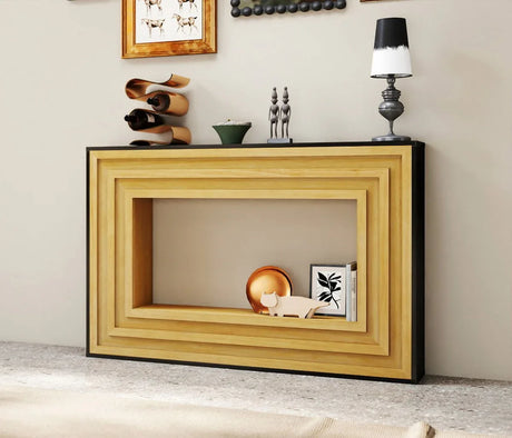 Modern Layered Wood Frame Natural MDF Console Table - Omega Lifestyles