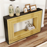 Modern Layered Wood Frame Natural MDF Console Table - Omega Lifestyles