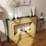 Modern Layered Wood Frame Natural MDF Console Table - Omega Lifestyles