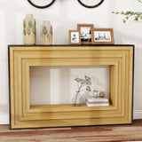 Modern Layered Wood Frame Natural MDF Console Table - Omega Lifestyles
