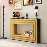 Modern Layered Wood Frame Natural MDF Console Table - Omega Lifestyles