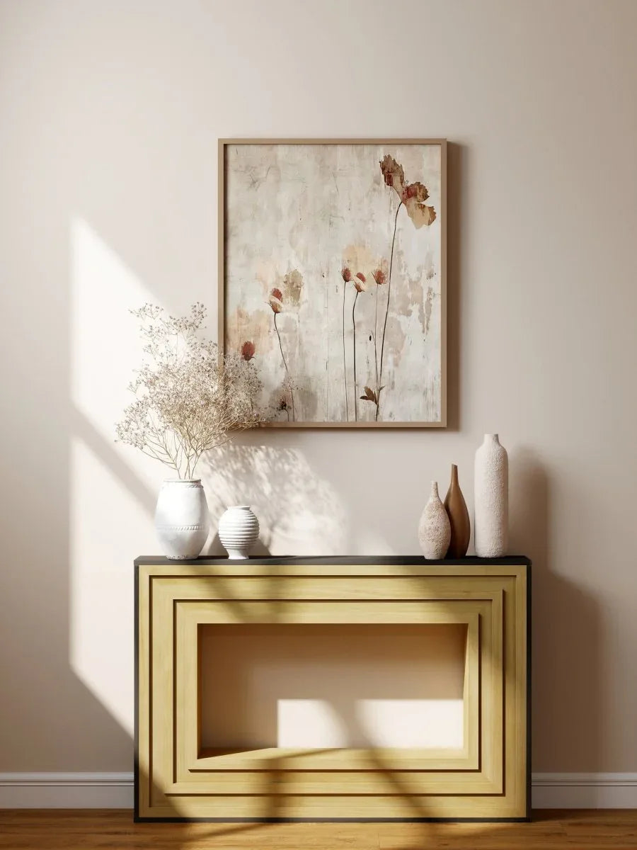 Modern Layered Wood Frame Natural MDF Console Table - Omega Lifestyles