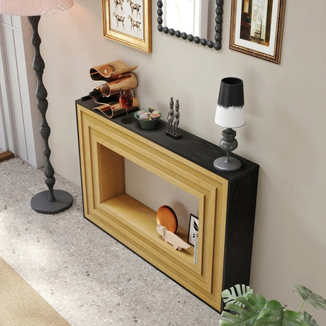 Modern Layered Wood Frame Natural MDF Console Table - Omega Lifestyles