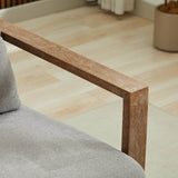 Modern Linen Blend Swivel Accent Chair With Wood Arms - Omega Lifestyles