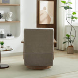 Modern Linen Blend Swivel Accent Chair With Wood Arms - Omega Lifestyles