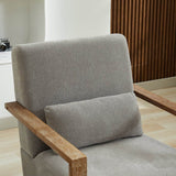Modern Linen Blend Swivel Accent Chair With Wood Arms - Omega Lifestyles