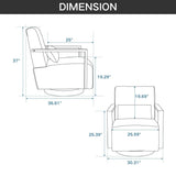 Modern Linen Blend Swivel Accent Chair With Wood Arms - Omega Lifestyles