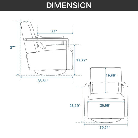 Modern Linen Blend Swivel Accent Chair With Wood Arms - Omega Lifestyles