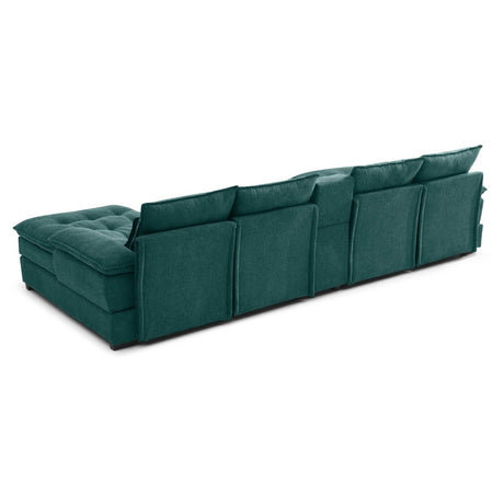 Modern Linen U - Shaped 6 - Seat Sofa With Console - Serenova - Omega Lifestyles