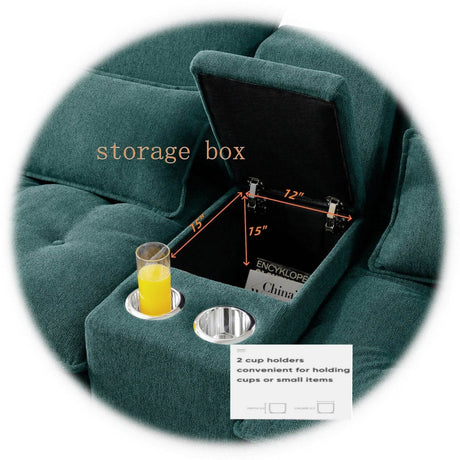 Modern Linen U - Shaped 6 - Seat Sofa With Console - Serenova - Omega Lifestyles