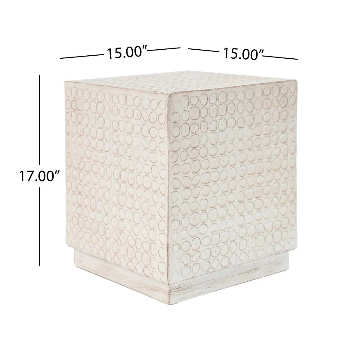 Modern Magnesium Oxide Cube Side Table 15x15x17 Inches - Omega Lifestyles