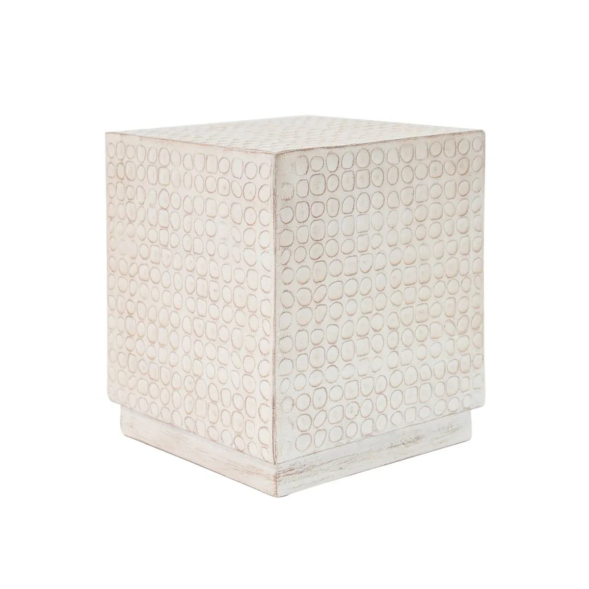 Modern Magnesium Oxide Cube Side Table 15x15x17 Inches - Omega Lifestyles