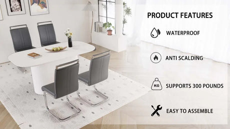 Modern MDF Dining Table And PU Armless Chair Set - Omega Lifestyles