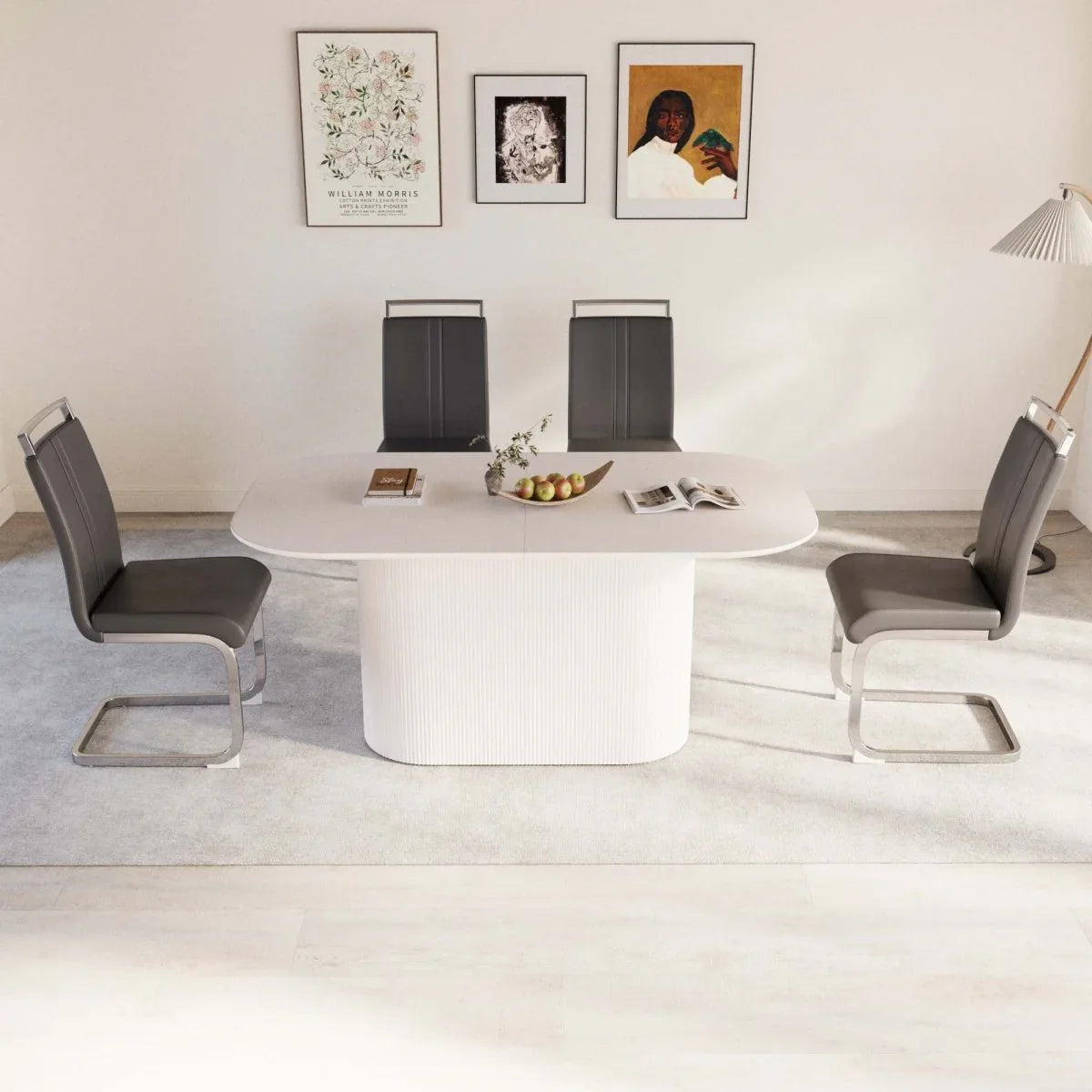 Modern MDF Dining Table And PU Armless Chair Set - Omega Lifestyles