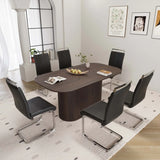 Modern MDF Dining Table With Six PU Armless Chairs Set - Omega Lifestyles