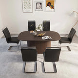 Modern MDF Dining Table With Six PU Armless Chairs Set - Omega Lifestyles
