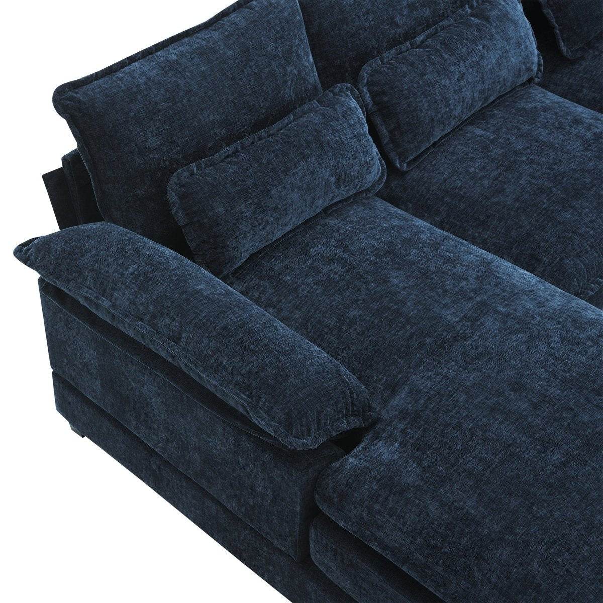 Modern Modular U-Shaped Chenille Sofa With Chaise And Pillows - Omega Lifestyles