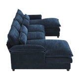 Modern Modular U-Shaped Chenille Sofa With Chaise And Pillows - Omega Lifestyles