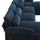 Modern Modular U-Shaped Chenille Sofa With Chaise And Pillows - Omega Lifestyles