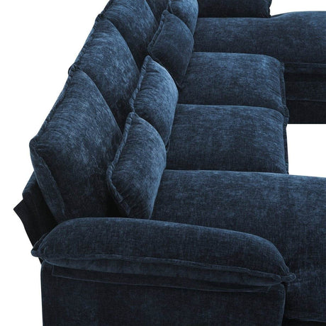 Modern Modular U-Shaped Chenille Sofa With Chaise And Pillows - Omega Lifestyles