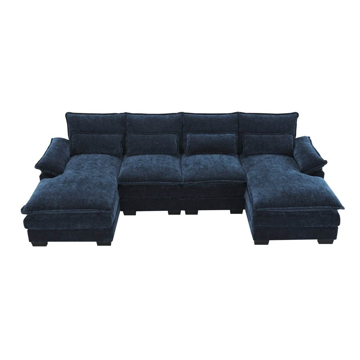 Modern Modular U-Shaped Chenille Sofa With Chaise And Pillows - Omega Lifestyles