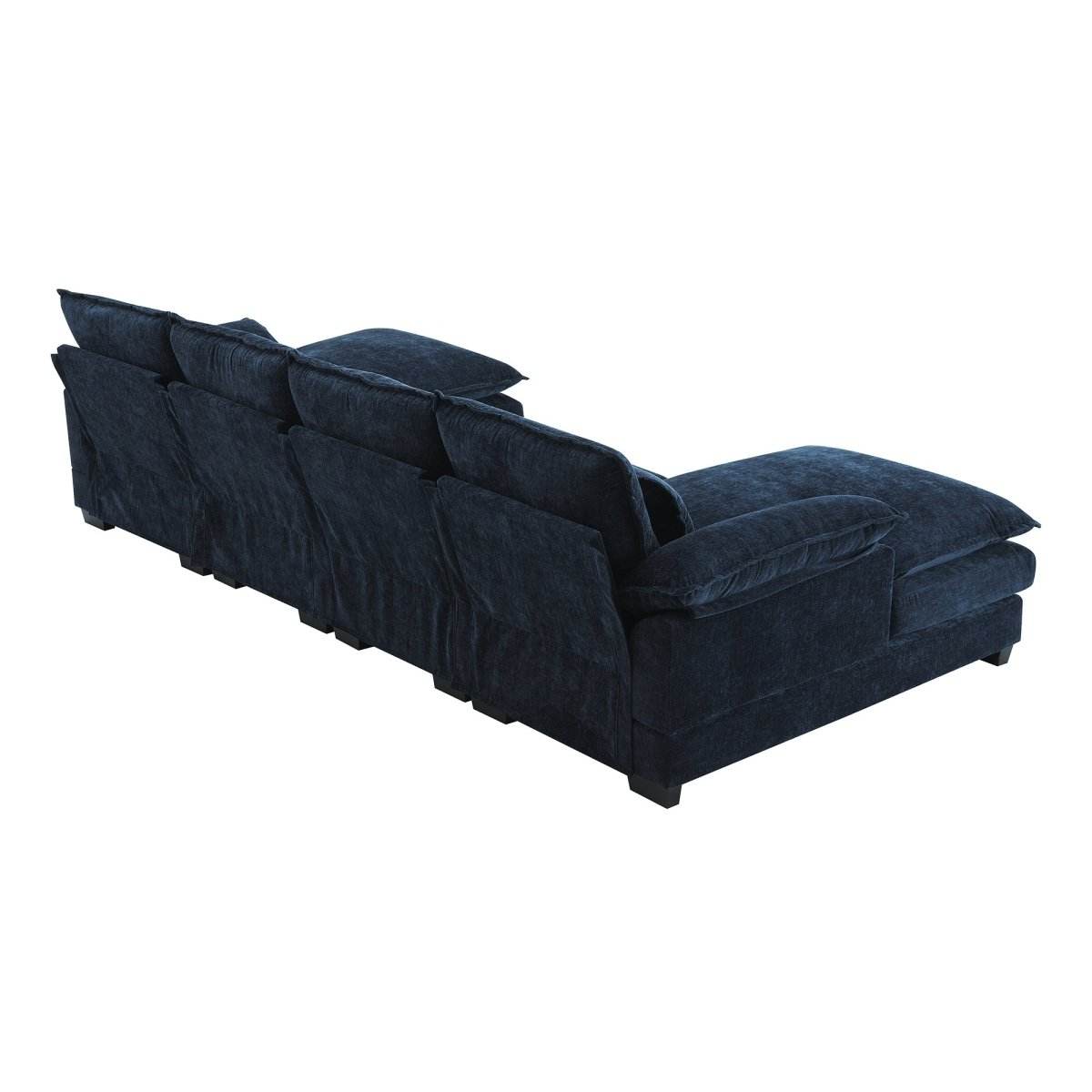 Modern Modular U-Shaped Chenille Sofa With Chaise And Pillows - Omega Lifestyles