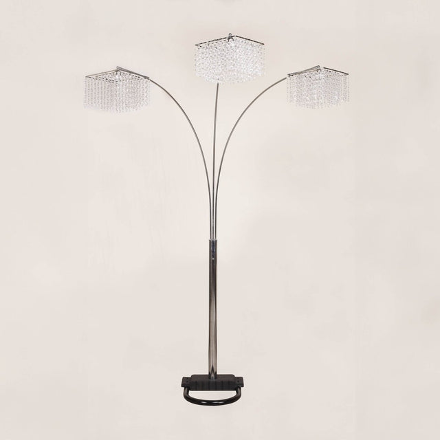 Modern Multi-Head Crystal Accents Arc Floor Lamp - Omega Lifestyles