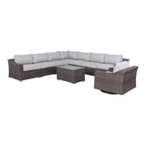 Modern Outdoor 7 - Person Wicker Sectional Seating Set With Cushions - Serenova - Omega Lifestyles