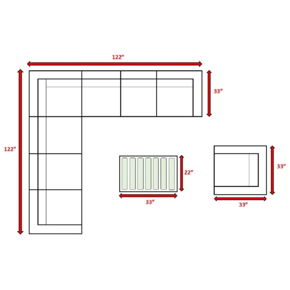 Modern Outdoor 7 - Person Wicker Sectional Seating Set With Cushions - Serenova - Omega Lifestyles