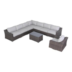 Modern Outdoor 7-Person Wicker Sectional Seating Set With Cushions - Omega Lifestyles