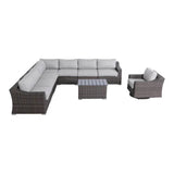 Modern Outdoor 7 - Person Wicker Sectional Seating Set With Cushions - Serenova - Omega Lifestyles