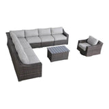 Modern Outdoor 7 - Person Wicker Sectional Seating Set With Cushions - Serenova - Omega Lifestyles