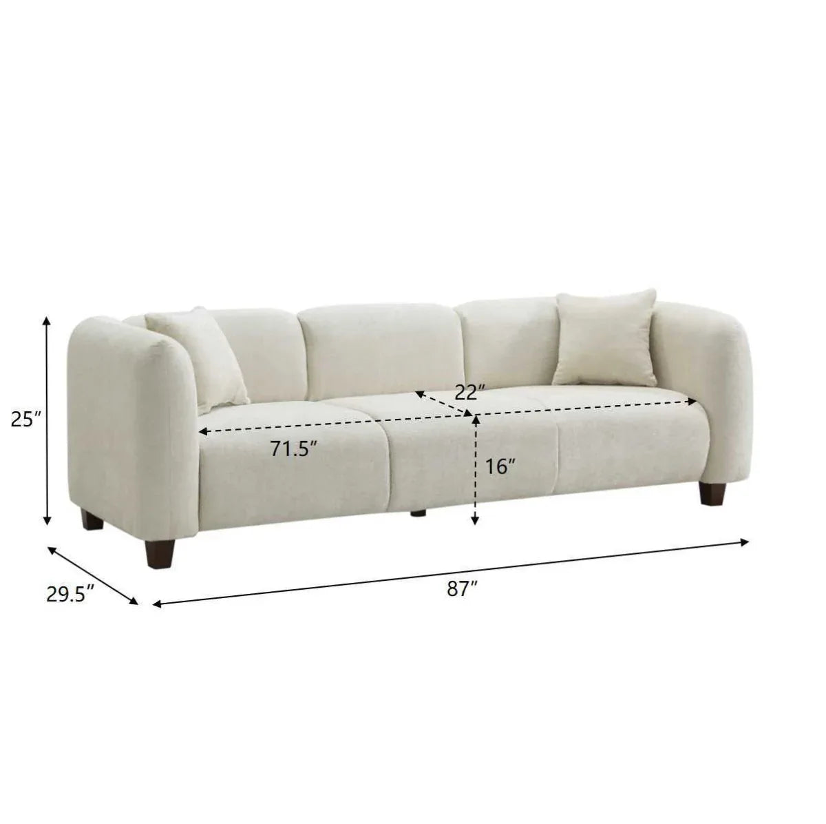 Modern Oversized 3-Seater Upholstered Chenille Sofa - Omega Lifestyles