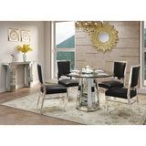 Modern Round Tempered Glass Dining Table With Mirror Base - Omega Lifestyles
